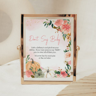 Affiche Pink Automne automne Citrouille floral Ne pas dire