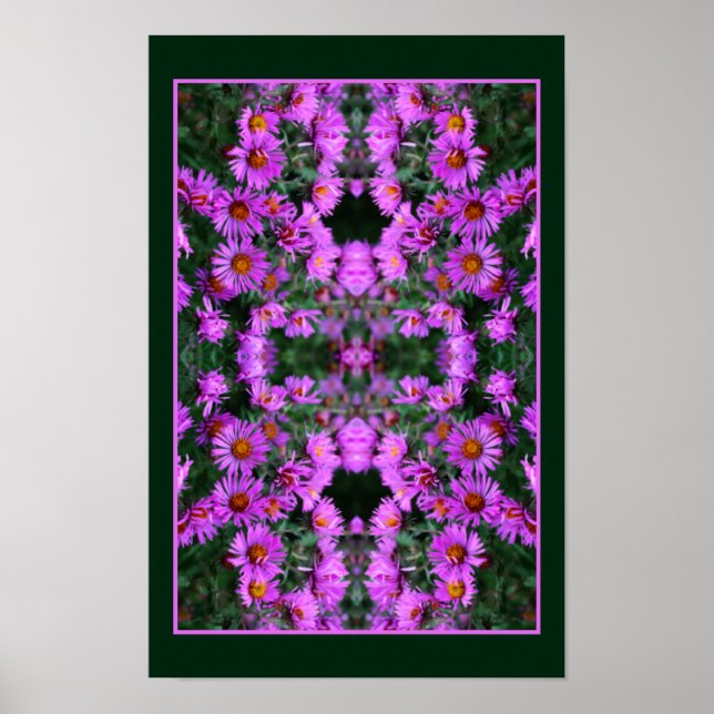 Affiche Pink Autumn Aster Flowers Orton Abstrait (Devant)