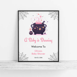 Affiche Pink Baby brasse le Baby shower d'Halloween Bienve