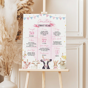 Affiche Pink Barnyard Animaux de ferme Anniversaire