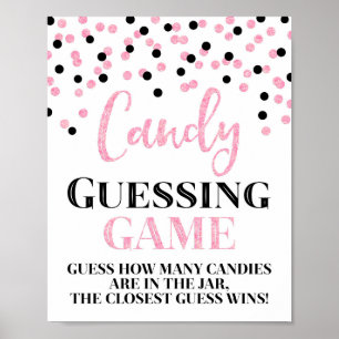 Affiche Pink Black Confetti Candy Guessing Game Sign