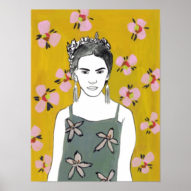 Affiche Pink Blossom Lady - Yellow (Devant)