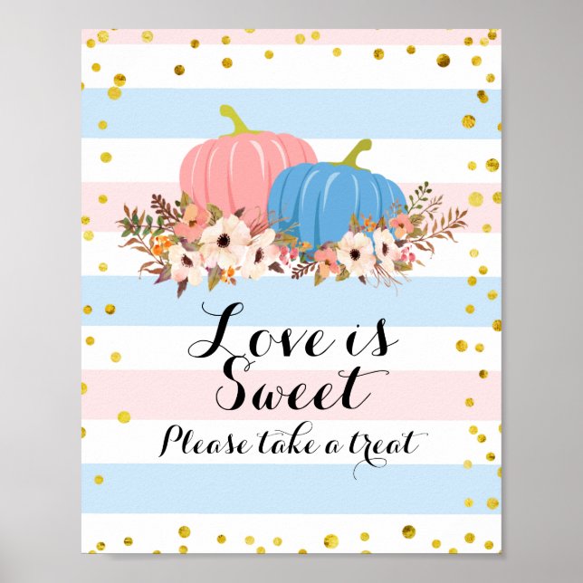 Affiche Pink & Blue Citrouille Love is Sweet Sign (Devant)