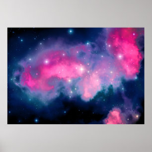 Affiche Pink & Blue Galaxy & Stars Abstract