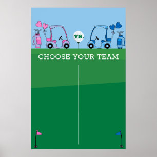 Affiche Pink Blue Golf Genre Jeu De Révélation De Sexe, Pu