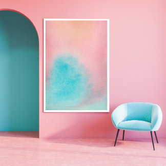 Affiche Pink Blue Sky Abstrait Watercolor Imprimer