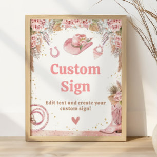 Affiche Pink Boho Premier Rodéo 1er Anniversaire Personnal