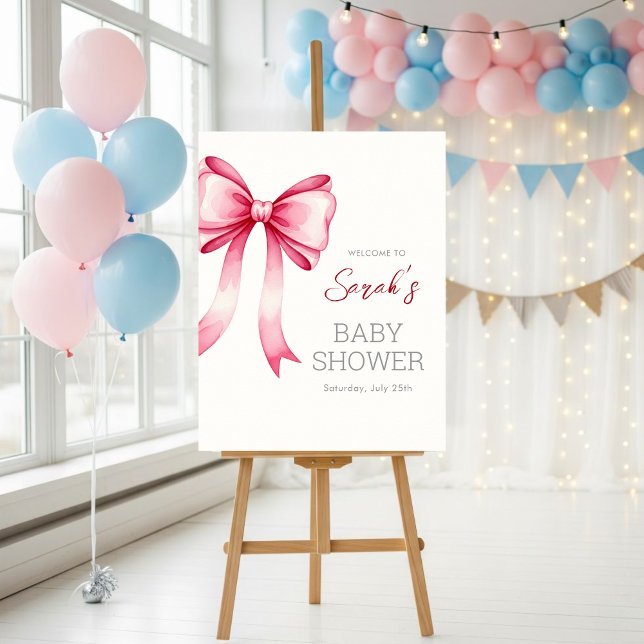 Affiche Pink Bow Baby Shower Welcome Sign – Physical Print (Créateur téléchargé)