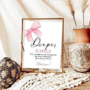 Affiche Pink Bow bébé Diaper baby shower de jeu enseigne