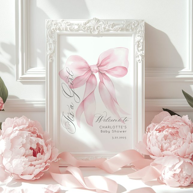 Affiche Pink Bow C'est un Baby shower fille Bienvenue (Créateur téléchargé)