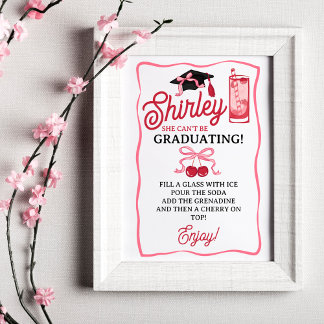 Affiche Pink Bow Cherries Graduation Shirley Drink Bar