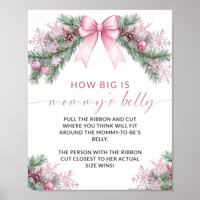 Affiche Pink Bow Christmas How Big is Mommy's Belly Game (Devant)