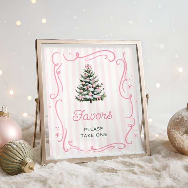 Affiche Pink Bow Christmas Tree Baby Shower Favors (Créateur téléchargé)