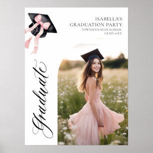 Affiche Pink Bow Coquette Graduate Cap Bienvenue