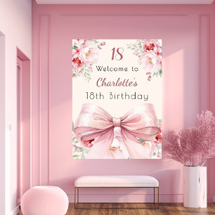 Affiche Pink bow crème fleurons anniversaire signe de bien