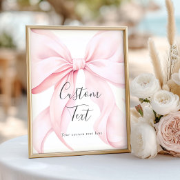 Affiche Pink Bow Custom Text Table Sign