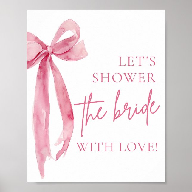 Affiche Pink Bow Douchons la mariée avec un signe d'amour (Devant)