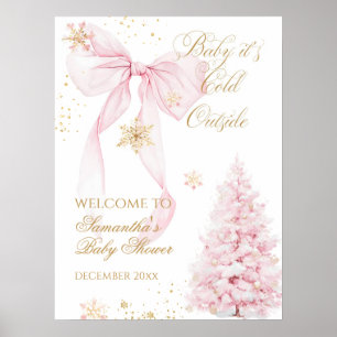Affiche Pink Bow Froid Dehors Baby Girl Douche