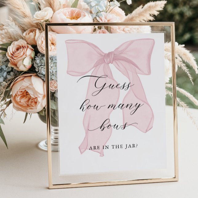 Affiche Pink Bow Girl Baby shower Devine combien d'arcs (Créateur téléchargé)