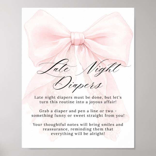 Affiche Pink Bow Girl Modern Baby Shower Game (Devant)