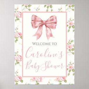 Affiche Pink Bow Girl Preppy Baby shower Sud