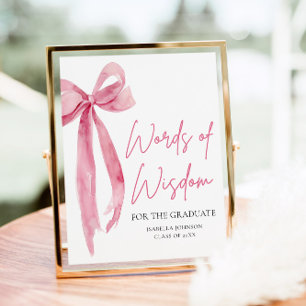 Affiche Pink Bow Graduation Party Conseils Paroles de sage