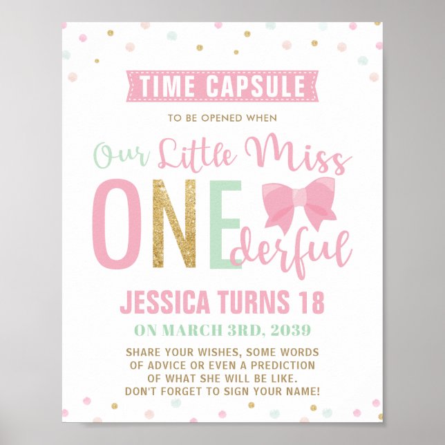 Affiche Pink Bow Miss ONE derful Birthday Time Capsule Sig (Devant)