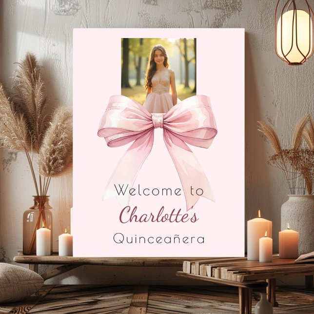 Affiche Pink bow photo Quinceanera welcome (Créateur téléchargé)