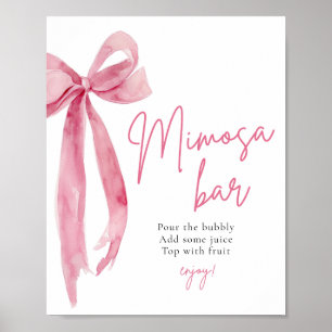 Affiche Pink Bow She's Tying the Knot Mimosa Bar Sign