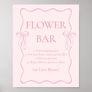 Affiche Pink Bow Tying Fête des mariées barre de fleurs de
