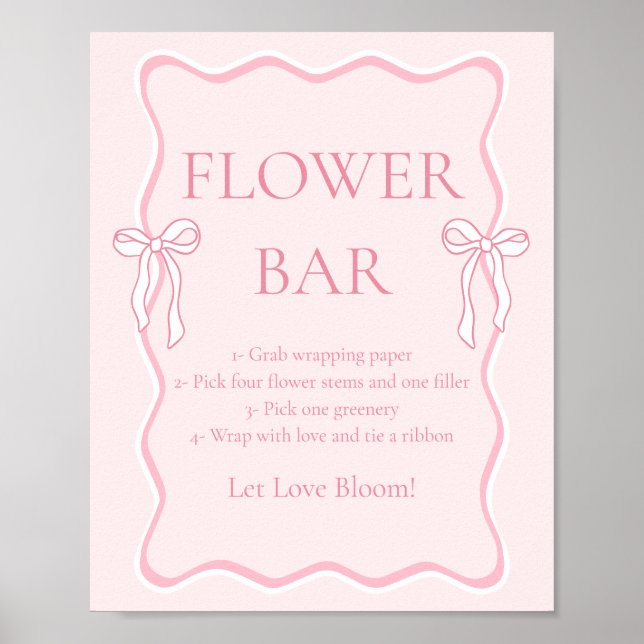 Affiche Pink Bow Tying Fête des mariées barre de fleurs de (Devant)