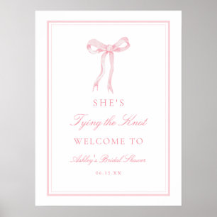 Affiche Pink Bow Tying Fête des mariées Knot Bienvenue