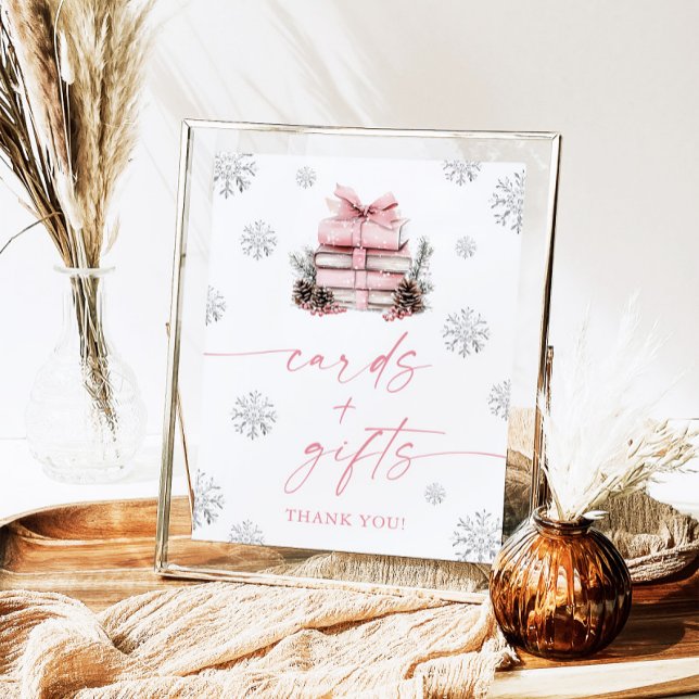 Affiche Pink Bow Winter Books Baby Shower Cards & Gifts (Créateur téléchargé)