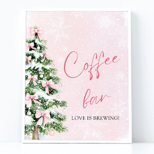 Affiche Pink Bows Christmas Tree Snowflake Bar Panneau de