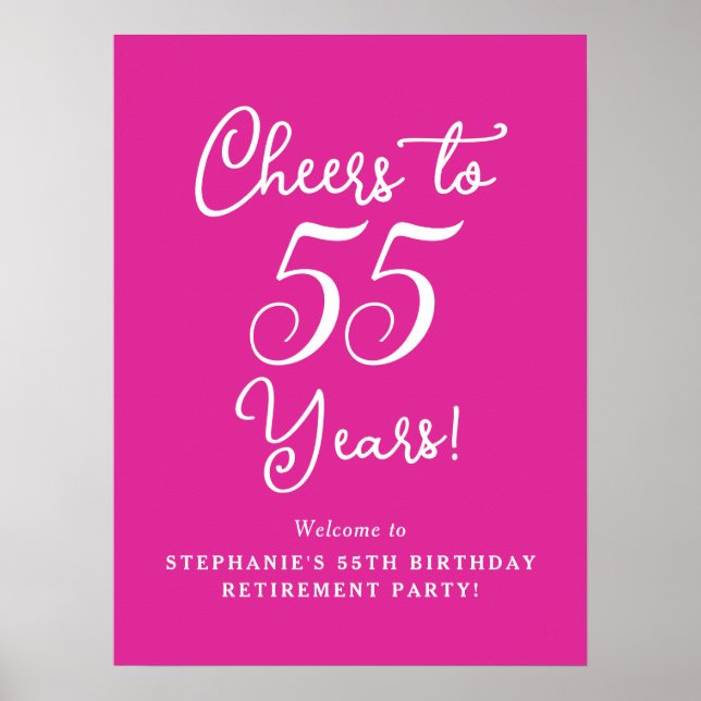 Affiche Pink Cheers à la retraite de 55 ans (Devant)