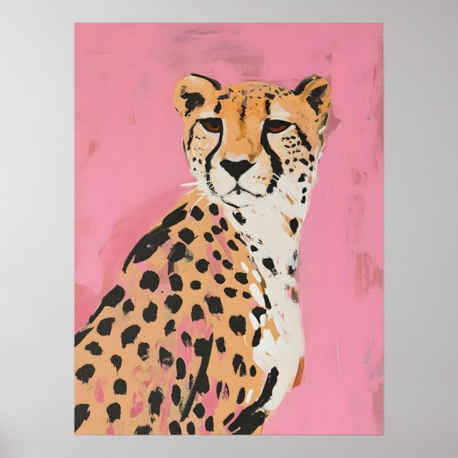 Affiche Pink Cheetah Art Print – Modern Safari Wall Art fo (Devant)