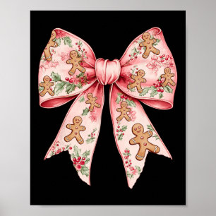 Affiche Pink Christmas Bow Coquette Xmas Gingbread Femmes