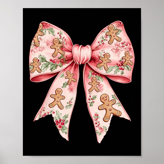 Affiche Pink Christmas Bow Coquette Xmas Gingbread Femmes (Devant)