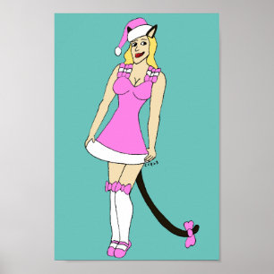 Affiche Pink Christmas catgirl