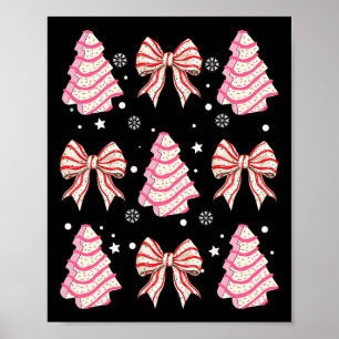 Affiche Pink Christmas Tree Cake tendance Coquette Bow Chr
