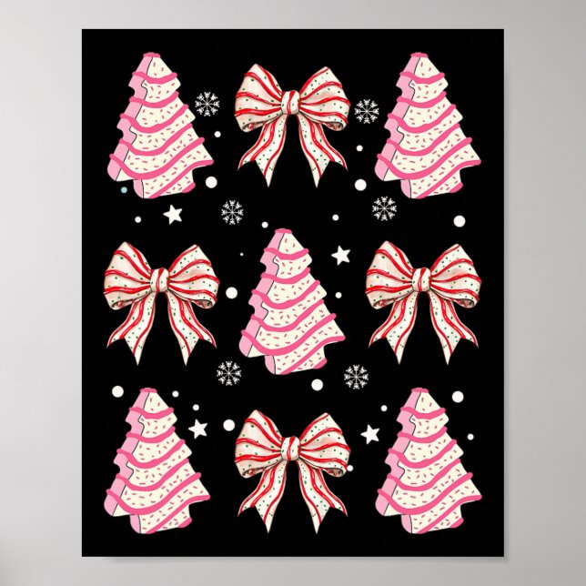 Affiche Pink Christmas Tree Cake tendance Coquette Bow Chr (Devant)
