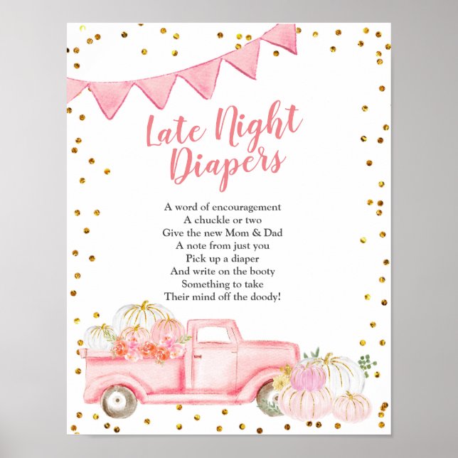 Affiche Pink Citrouille Camion Late Night Diaper Panneau (Devant)