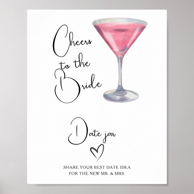 Affiche Pink cocktail Bridal shower Date night ideas (Devant)