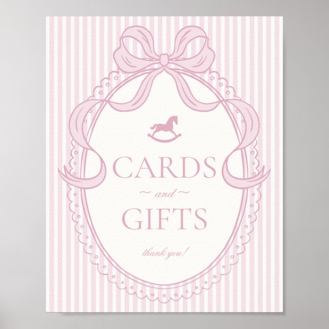 Affiche Pink Coquette Bow Rocking Horse Cards & Gifts (Devant)