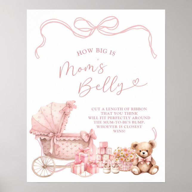 Affiche Pink Coquette Carriage How Big Is Mom Belly Sign (Devant)