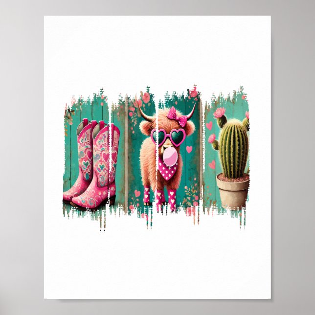 Affiche Pink Cowgirl Valentine, Coeur (Devant)