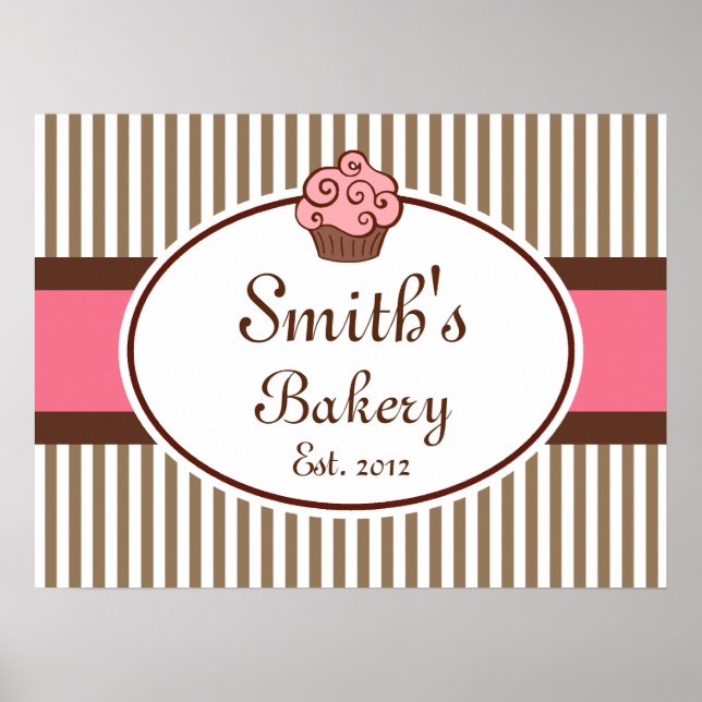 Affiche Pink Cupcake Boulangerie Signe Art Imprimer (Devant)