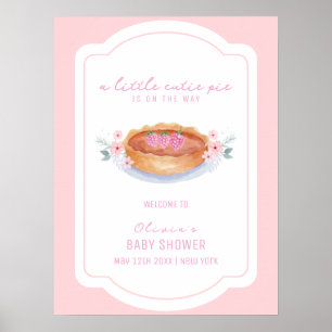 Affiche Pink Cute à tarte florale Baby shower framboise Bi