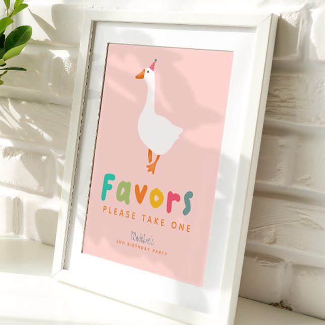 Affiche Pink Cute Two Silly Goose 2nd Birthday Favors (Créateur téléchargé)