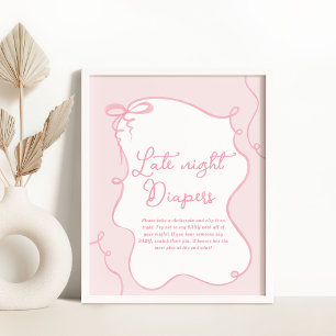 Affiche Pink dainty bow ondulée main dessinée Ne pas dire